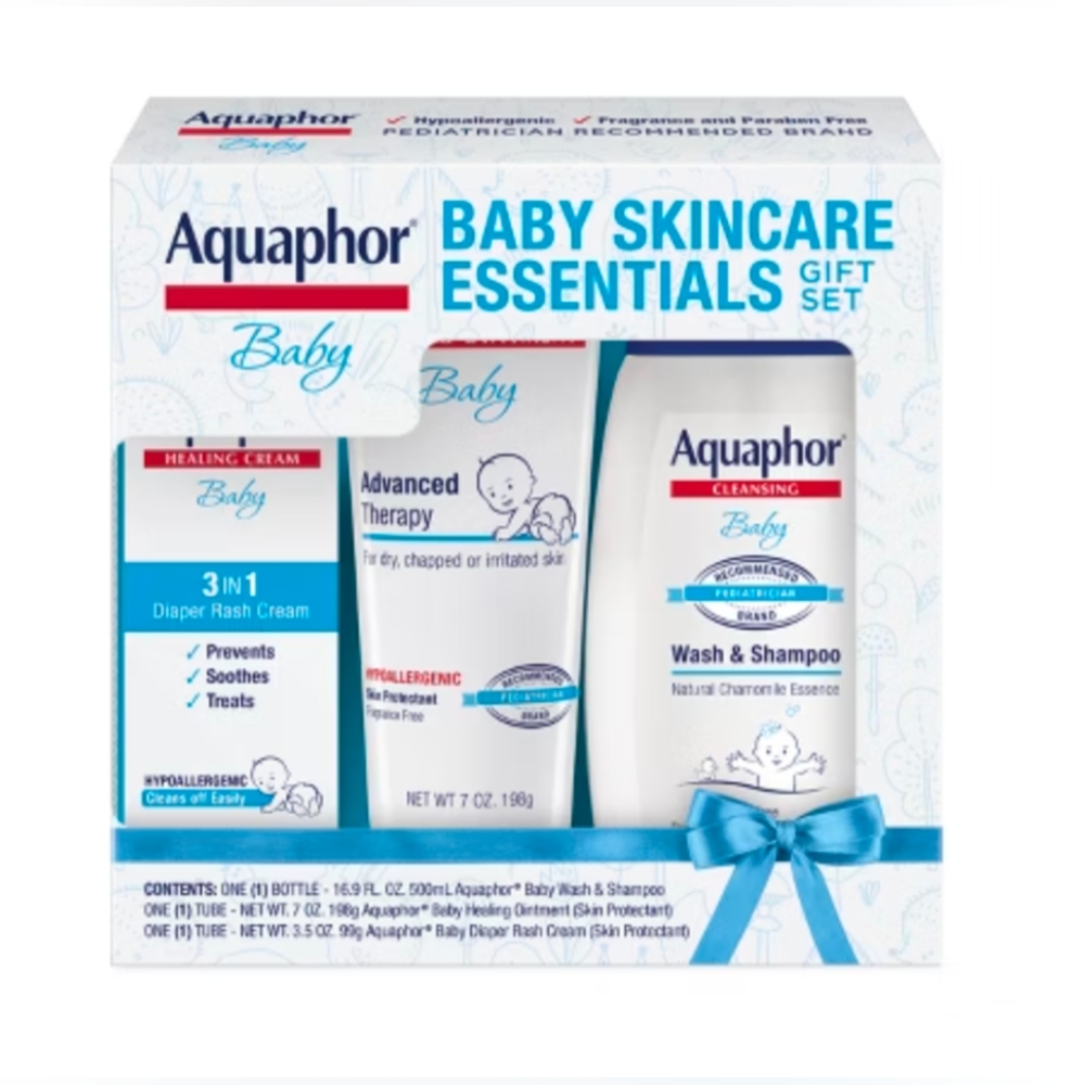 NEW Aquaphor Baby Skincare Essentials Gift Set with Aquaphor Baby Wash, Shampoo